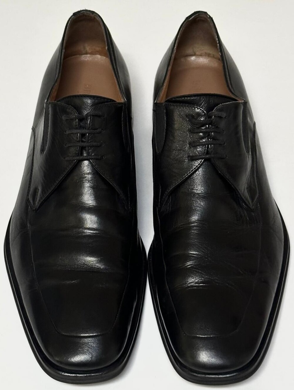 Bruno Magli Ranuncolo M01192 Black Leather Apron Toe Derby Dress Shoes Mens 8.5M
